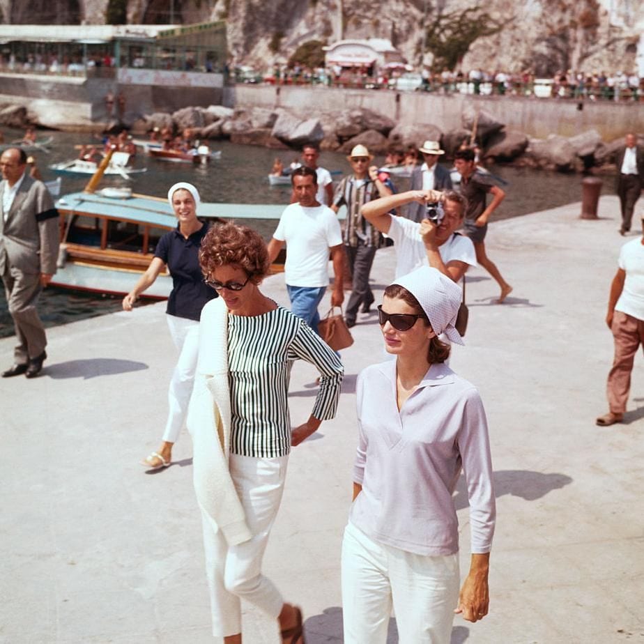 Jackie Kennedy en playas italianas