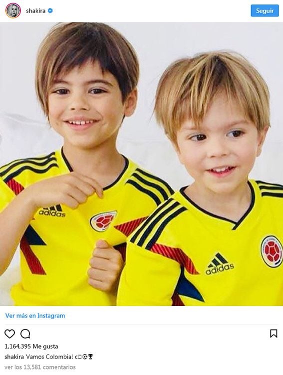 Los hijos de Shakira y Gerard Piqué también apoyan a la selección de Colombia