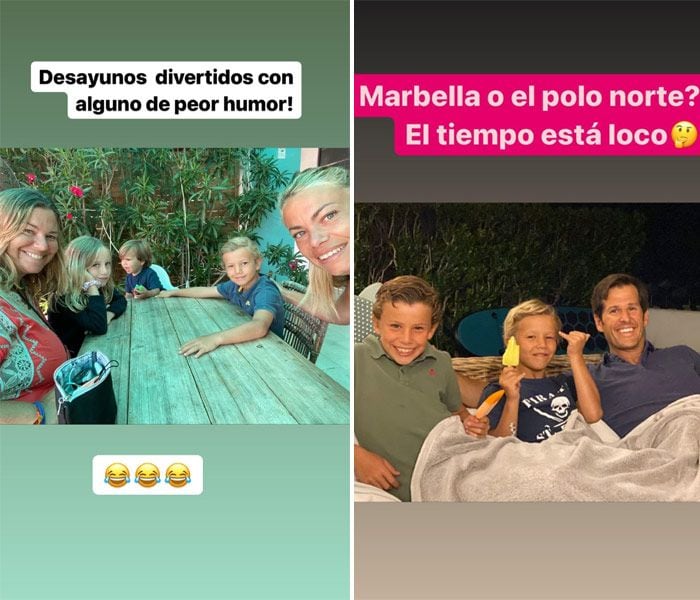 Caritina y Carla Goyanes con sus hijos