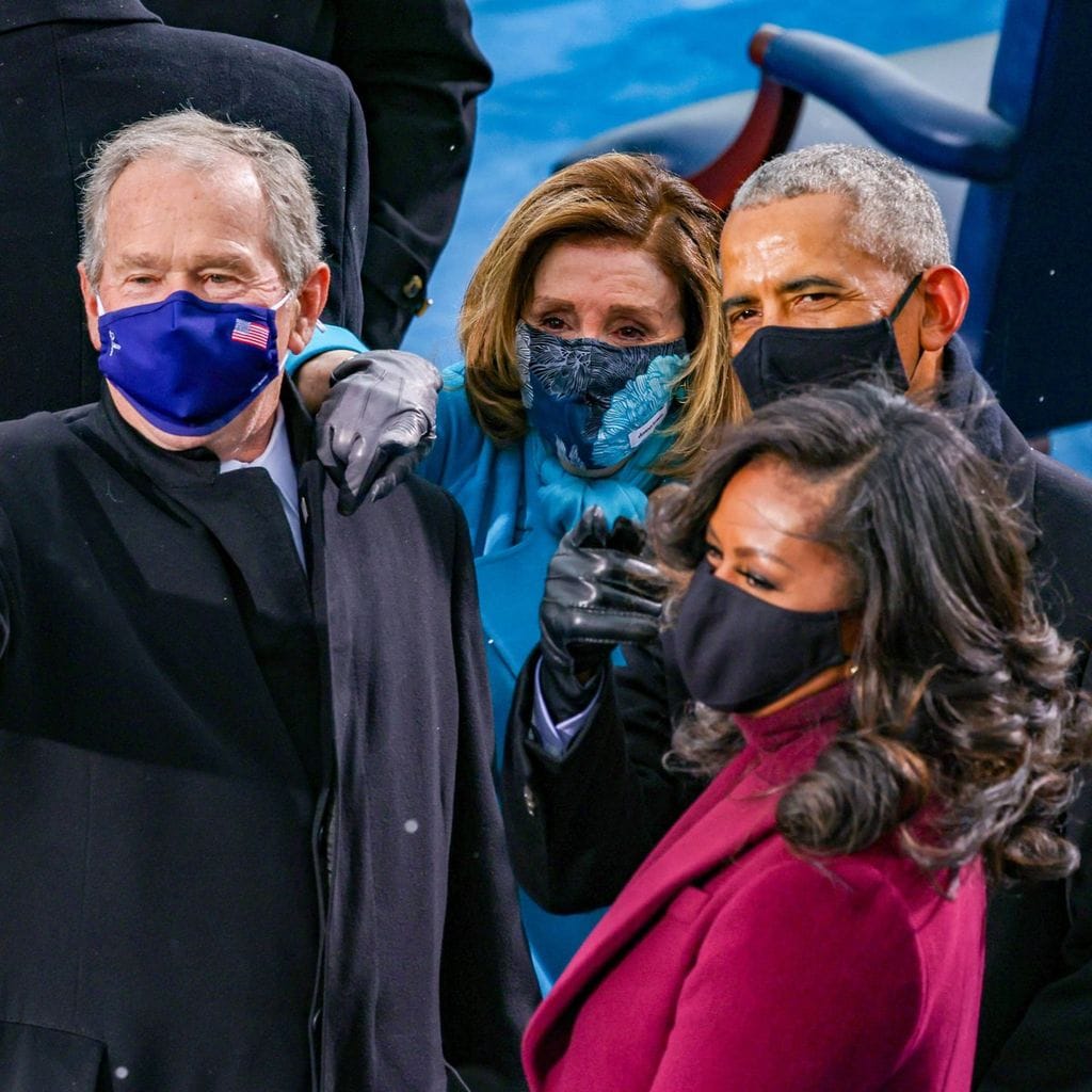 George W. Bush, Nancy Pelosi, Obama y Michelle Obama