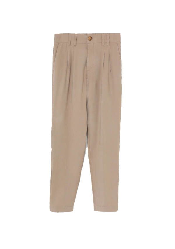 pantalones de pinza camel fluidos lefties