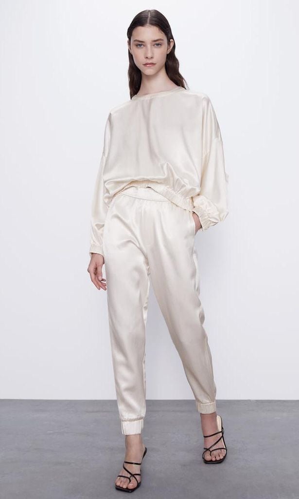 satin effect jogging pants de zara