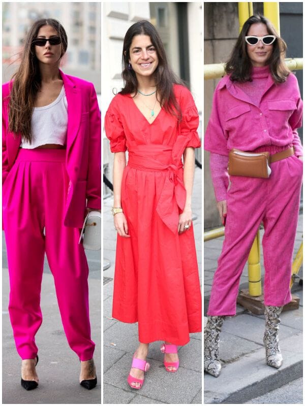 Collage de bright pink con Gilda Ambrosio, Leandra Medine y Therese Hellstrom