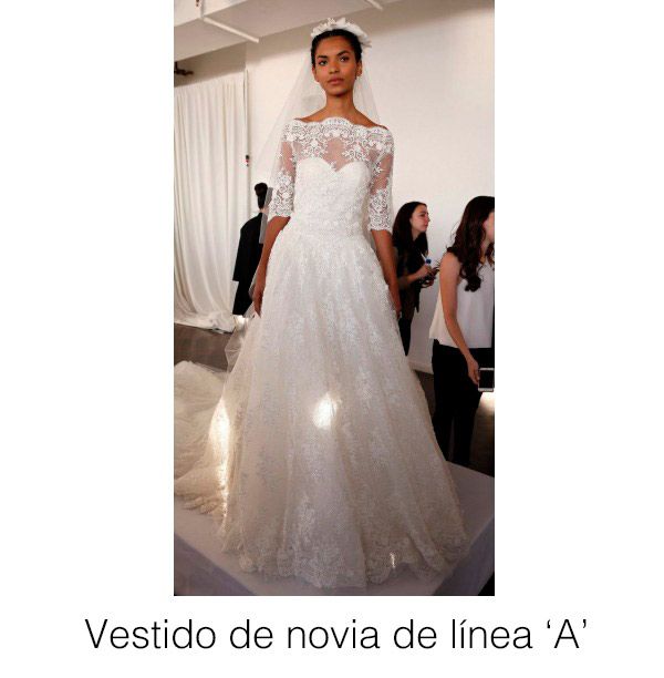 Vestido de novia de línea 'A'. Diseño de Marchesa.
