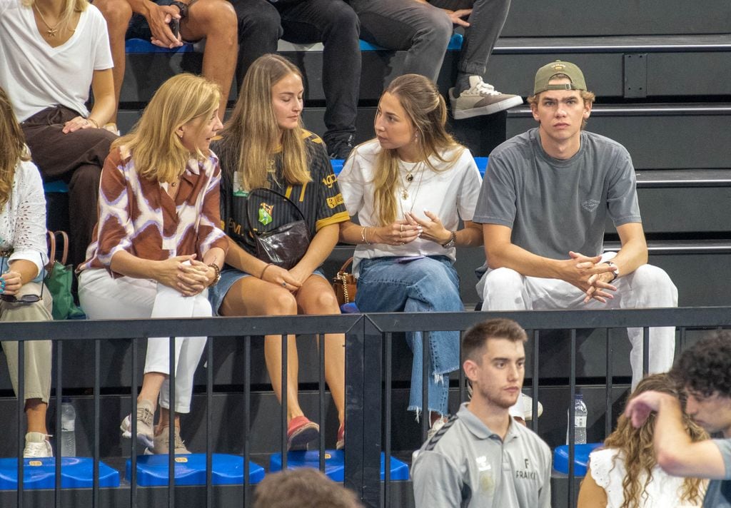 La Infanta Cristina, Johanna Zott, Olympia Beracasa y Miguel Urdangarin en el partido de Pablo Urdangarin a 07 de Septiembre en Granollers (España)