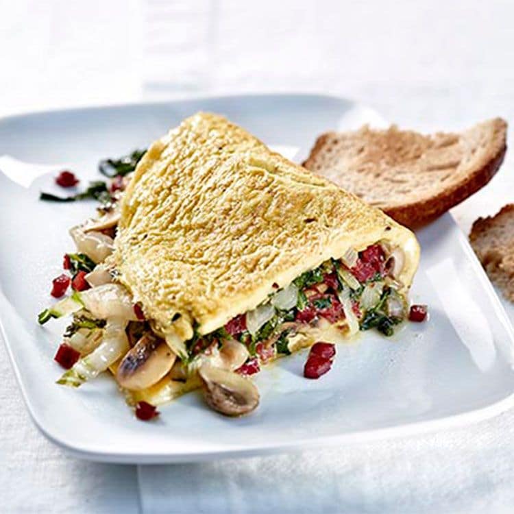 Tortilla de acelgas y champiñones