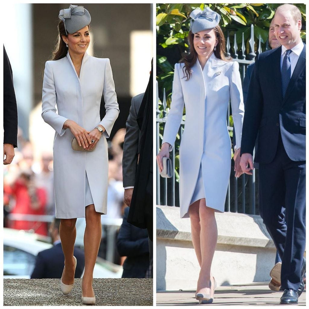 kate middleton con coat dress en powder blue alexander mcqueen