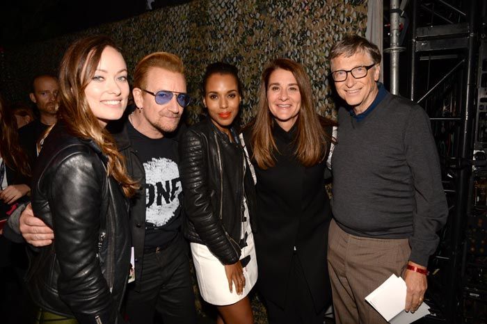 Bill y Melinda Gates con Bono, de U2