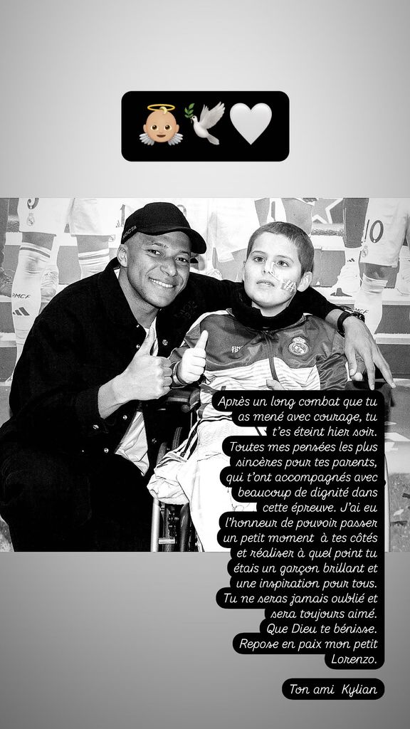 Muere Lorenzo, el niño de 10 años cuyo último deseo fue conocer a Mbappé