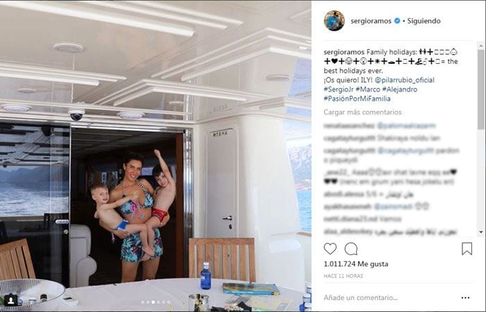 Pilar Rubio y sus dos hijos, Sergio Jr. y Marco