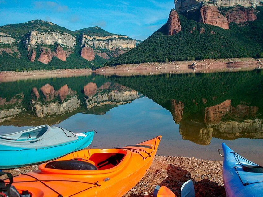 Kayak en el pantano de Sau, Barcelona