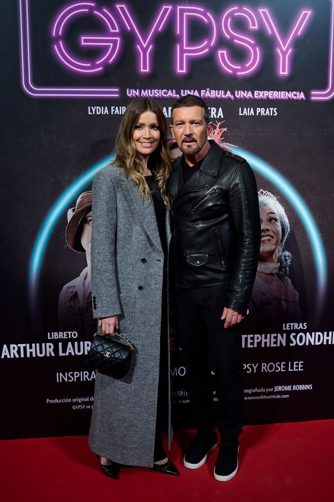 Nicole Kimpel y Antonio Banderas en el estreno de 'Gypsy' en Madrid