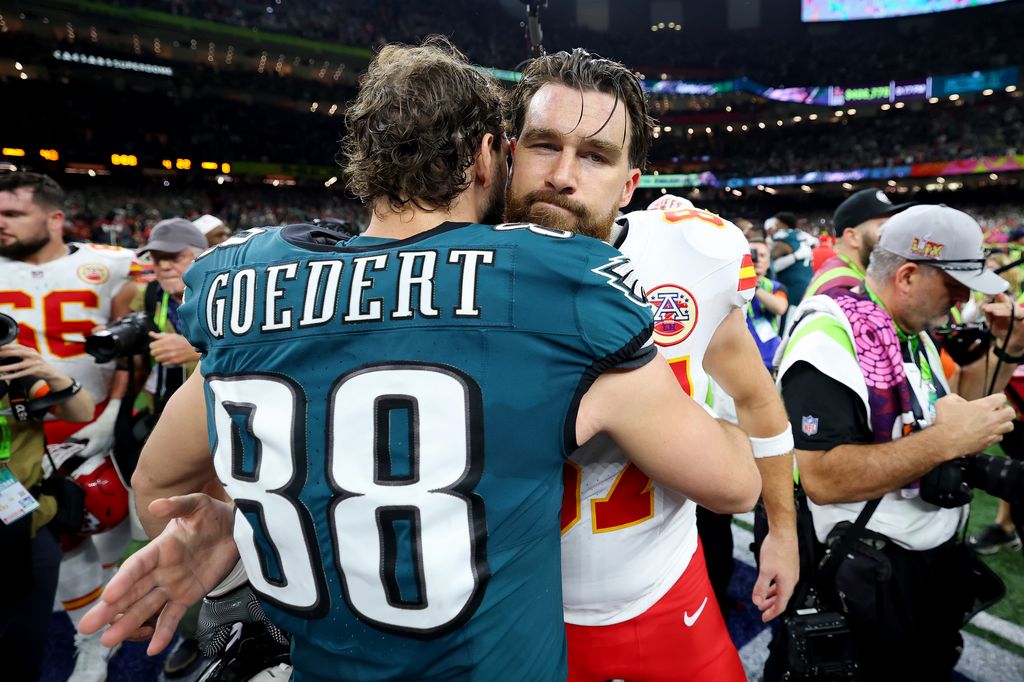 Travis Kelce of the Kansas City Chiefs looks on prior to Super Bowl LIX against the Philadelphia Eagles at Caesars Superdome on February 9, 2025 in New Orleans, Louisiana. (Photo by Cooper Neill/Getty Images)