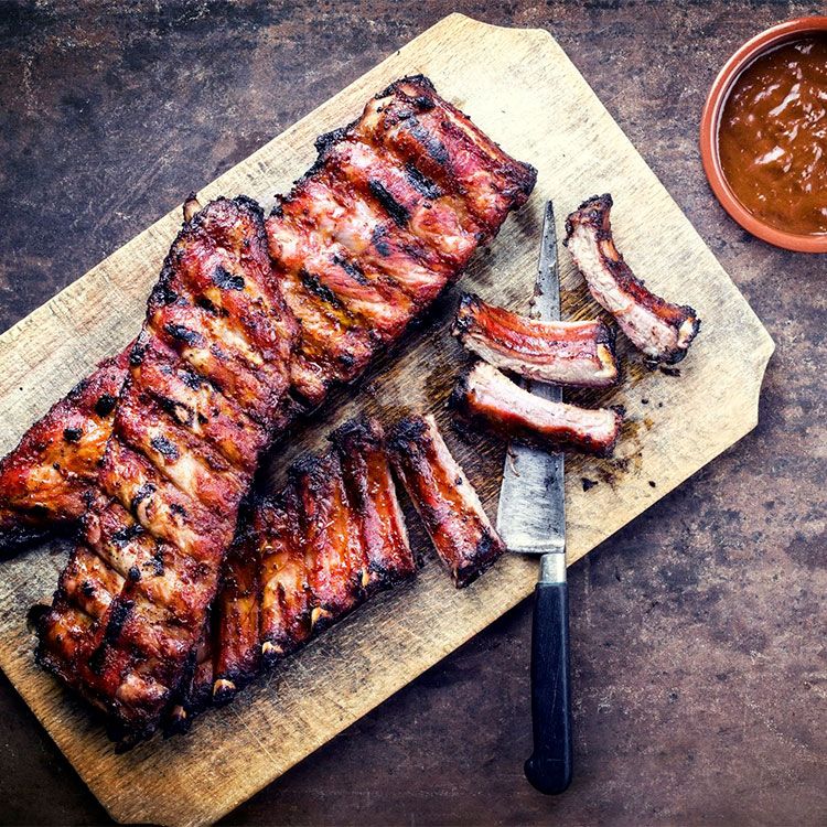 Costillas glaseadas a la miel con mostaza