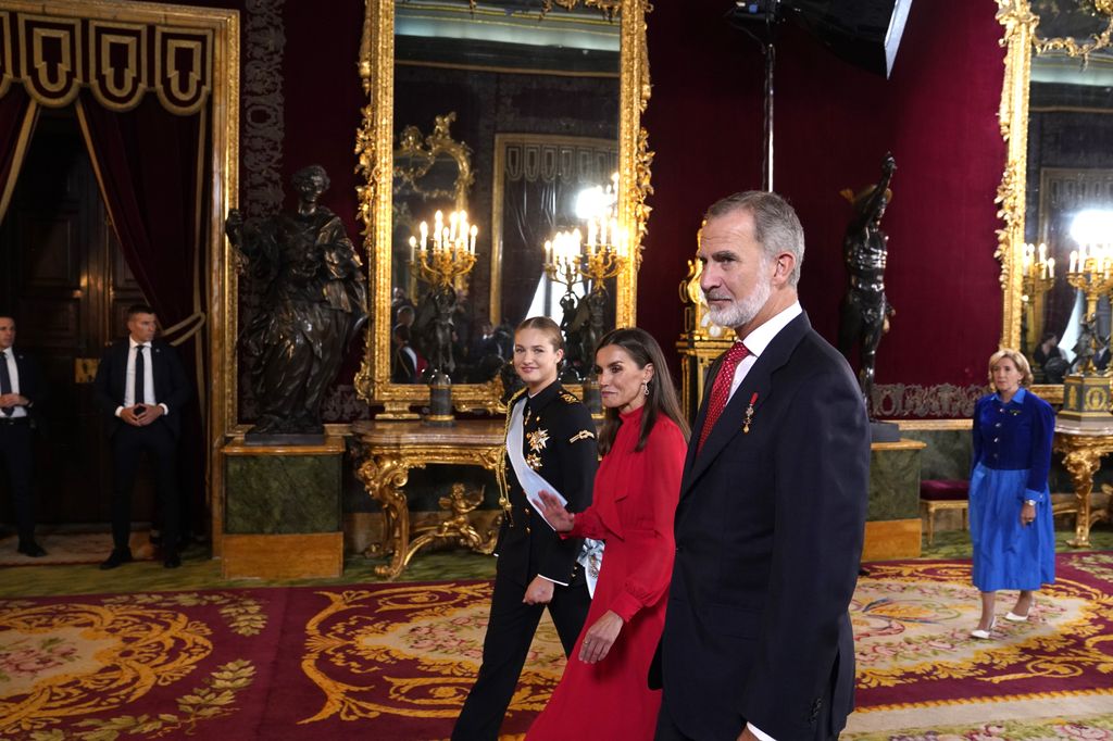 Los reyes y la princesa Leonor en la recepción en el Palacio Real por el Día de la Hispanidad