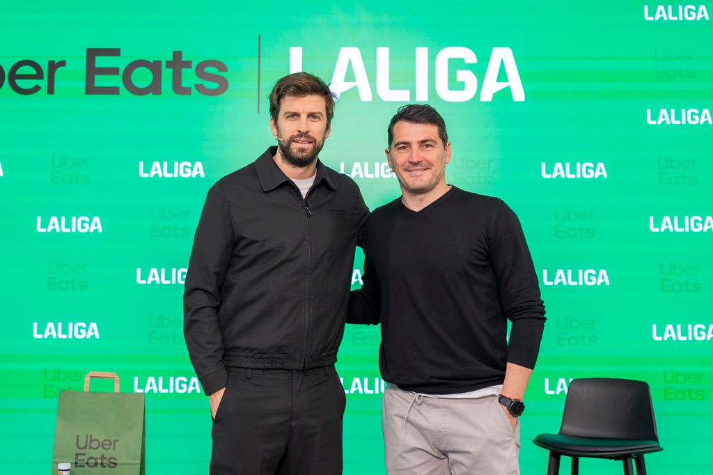 Piqué y Casillas durante la presentación del anuncio de Uber Eats