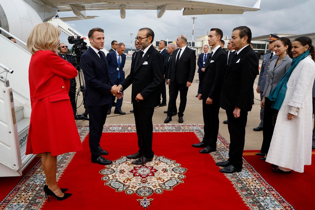 La Familia Real Alauí el pasado octubre durante el recibimiento oficial a al presidente de Francia, Emmanuel Macron, y a su esposa Brigitte