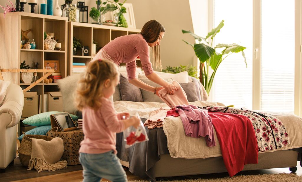 preparing clothes for packing