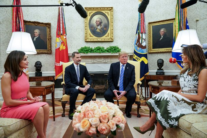 Reyes Felipe y Letizia con Donald y Melania Trump