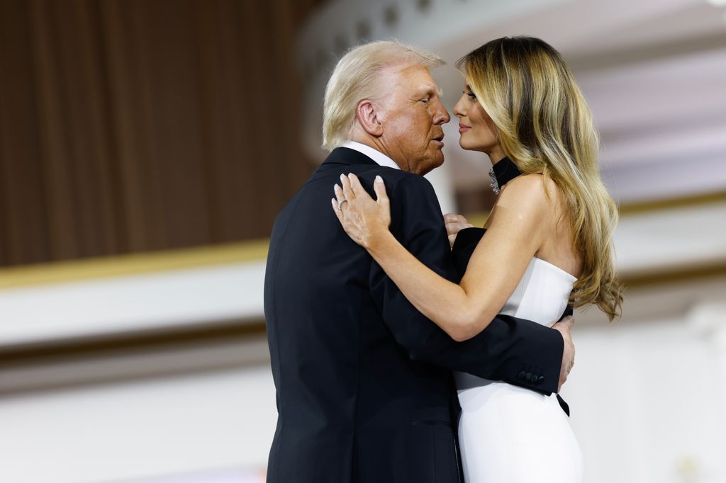 WASHINGTON, DC - JANUARY 20: President Donald Trump dances with wife Melania at the Commander-in-Chief Ball on January 20, 2025 in Washington, DC.  President Trump attends some of the inaugural balls after taking the oath as the 47th president. (Photo by Anna Moneymaker/Getty Images)