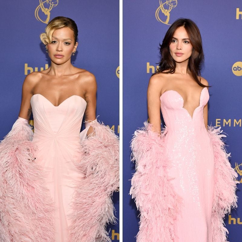 Rita Ora y Eiza González en los premios Emmy con vestido rosa de Tamara Ralph