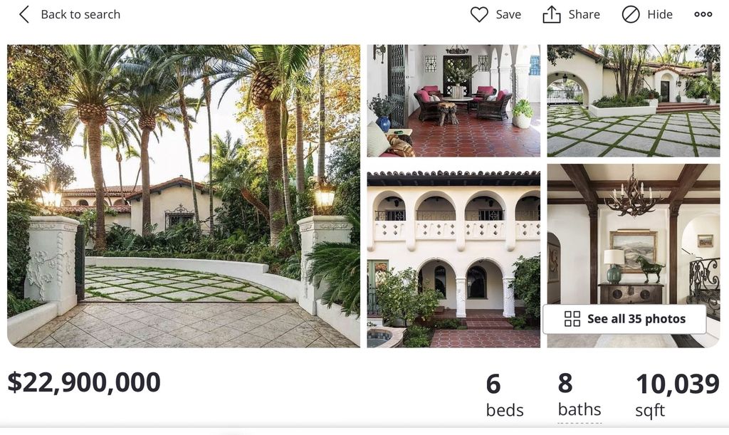 Una de las casas que visitó tiene un precio de 22 millones 900 mil dólares.