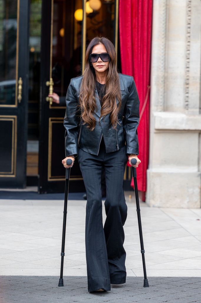 Victoria Beckham is seen on March 01, 2024 in Paris, France