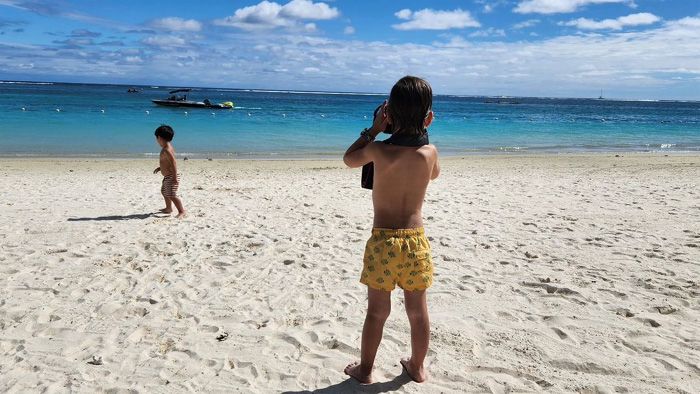 Isabel Jiménez en Mauricio con su familia