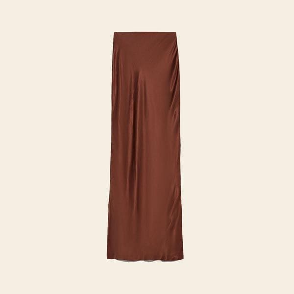 falda midi satinada marron bershka