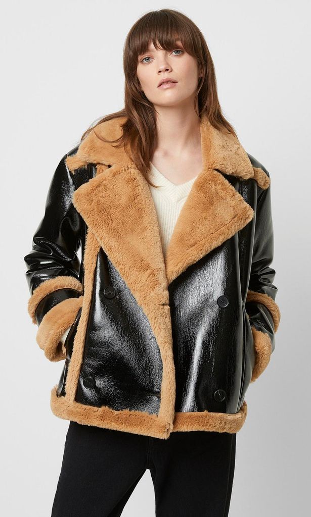 filpa faux shearling double breasted jacket de french connection