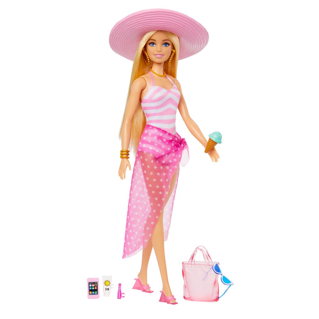Barbie con bañador y accesorios playeros