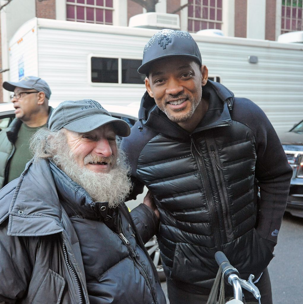 NEW YORK, NY - FEBRUARY 22: Craig 'Radioman' Castaldo and Will Smith on the set of "Collateral Beauty" on its first day of filming on February 22, 2016 in New York City.  (Photo by Bobby Bank/GC Images)