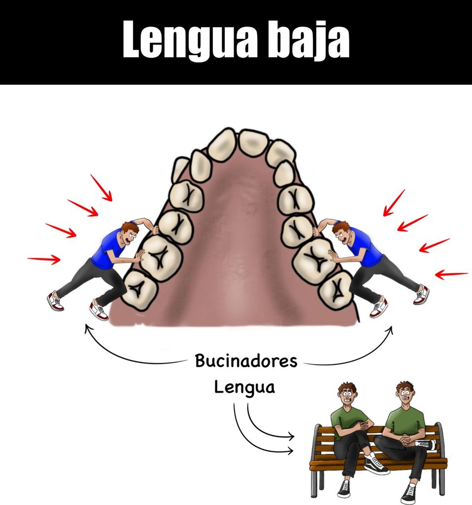 Ilustración del Dr. Christian Calvo Henríquez en la que muestra los efectos de una posición incorrecta de la lengua