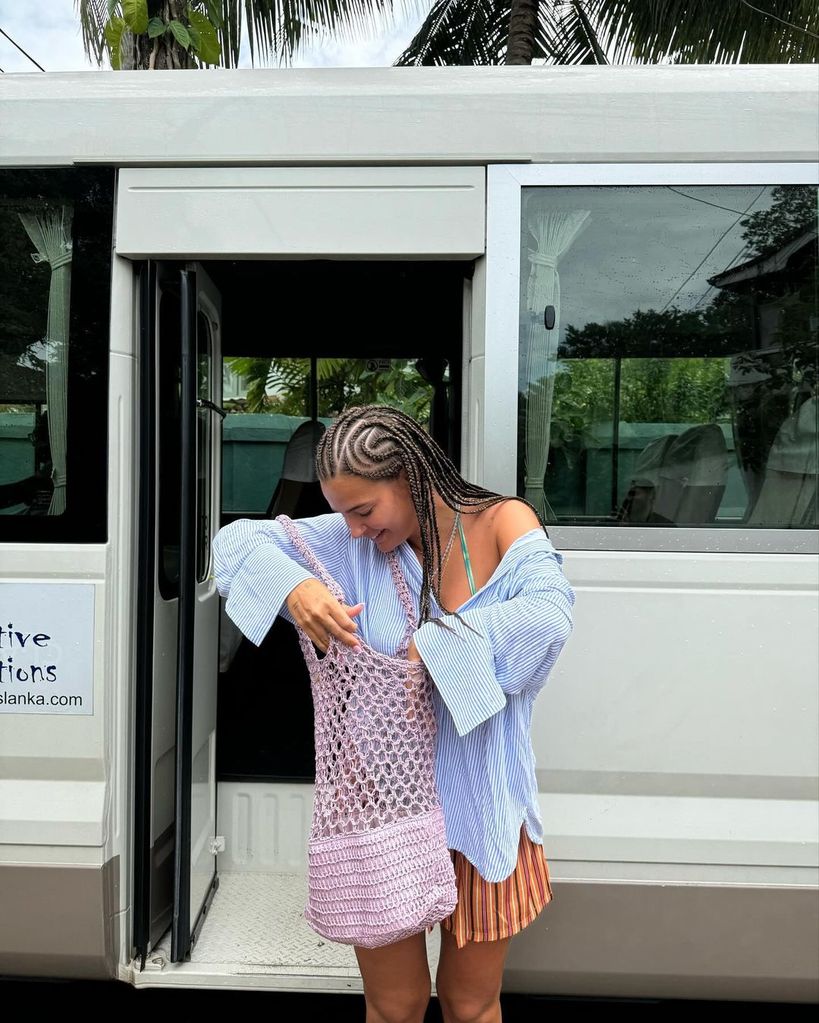 Laura Escanes with African braids on a trip to Sri Lanka