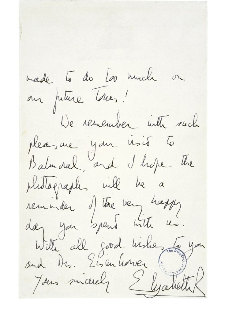 Carta de la reina Isabel II a Eisenhower