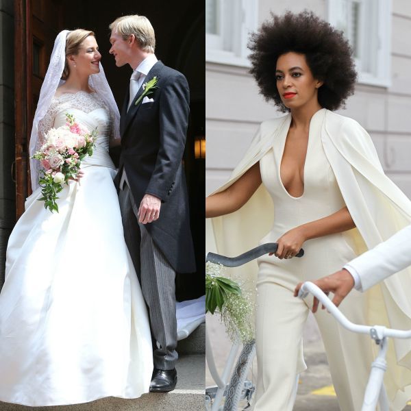 Solange Knowles se casó en noviembre del año pasado en Nueva Orleans, haciendo 'pleno' con tres tendencias de novia: la boda de otoño, la capa+pantalones y el transporte nupcial sobre dos ruedas (una bicicleta).
