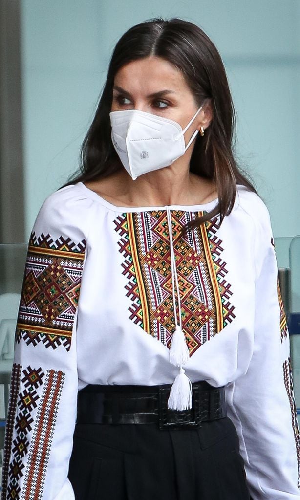 Queen Letizia appeared to show her support for Ukraine with her blouse on March 3