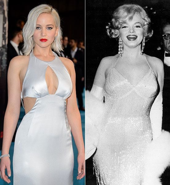 El escote halter era uno de los preferidos por Marylin también dada la sujeción que proporciona a las mujeres con un pecho importante. La seriedad de Jennifer sobre la alfombra roja choca directamente con su personalidad divertida pero también se ha convertido en una de sus señas de identidad.
