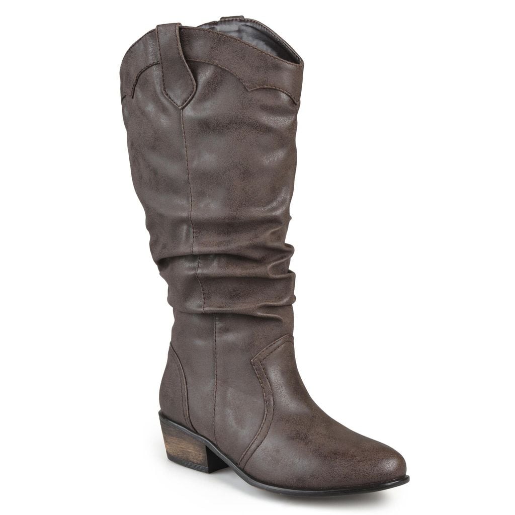 women 39 s wide calf faux leather slouch riding boots de brinley co 