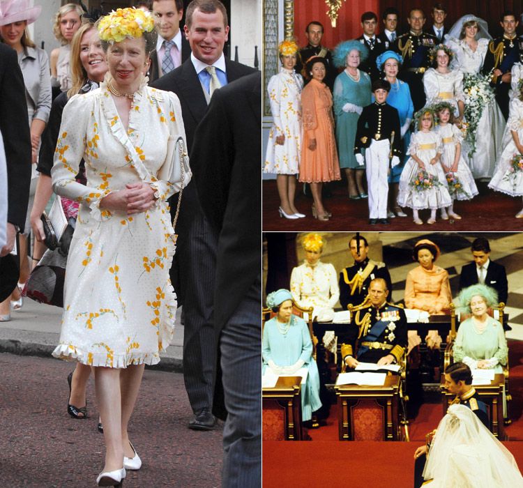 La princesa Ana acudió durante el verano del 2008 a una boda con el vestido que estrenó en 1981 para en histórico enlace de su hermano el príncipe Carlos con la princesa Diana
