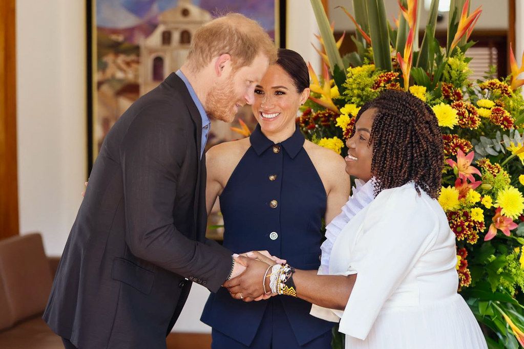 El príncipe Harry y Meghan Markle con la Vicepresidenta de Colombia