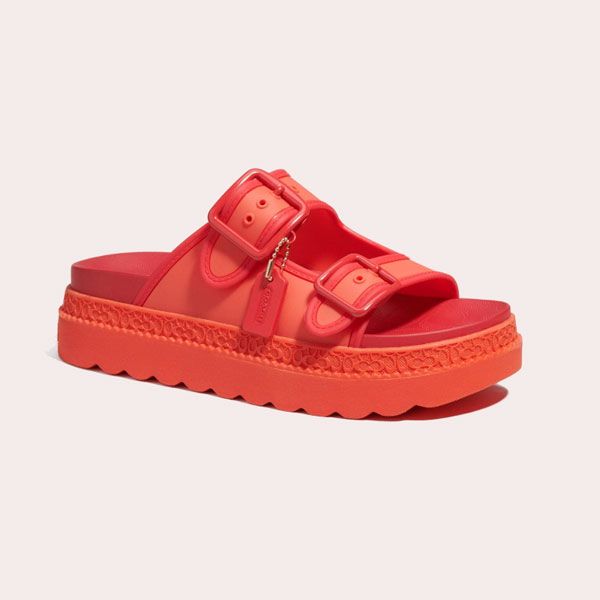 sandalias naranja coach