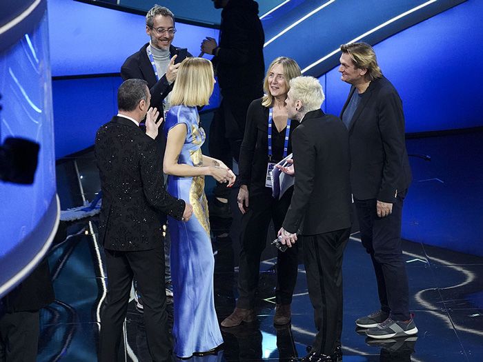 Fedez y Chiara Ferragni discutiendo en el Festival de San Remo