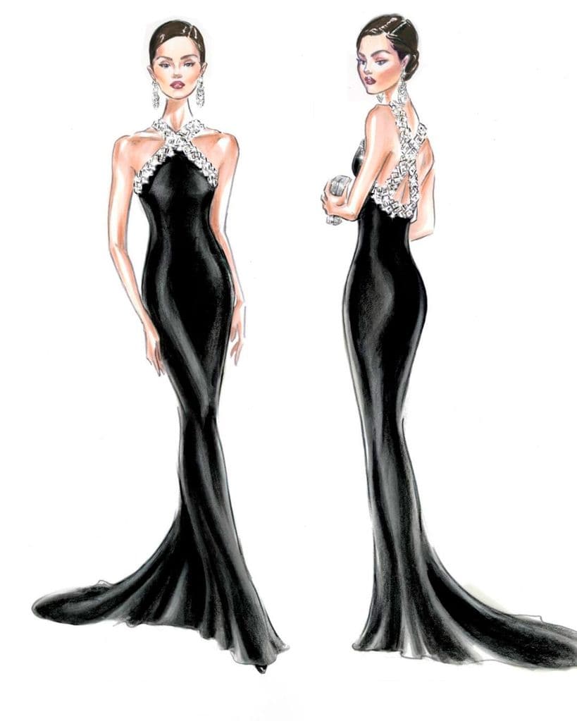 Boceto vestido de Selena Gomez en los Emmy 2024