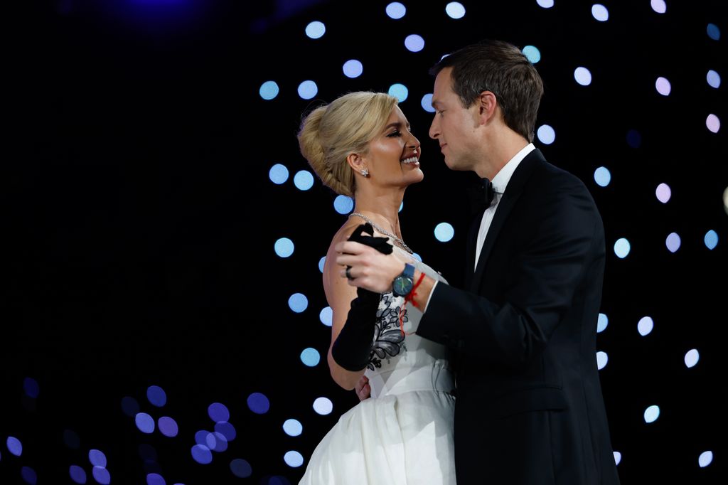 WASHINGTON, DC - JANUARY 20: Ivanka Trump dances with her husband Jared Kushner at the Liberty Inaugural Ball on January 20, 2025 in Washington, DC.  President  DonaldTrump attends some of the inaugural balls after taking the oath as the 47th president. (Photo by Anna Moneymaker/Getty Images)