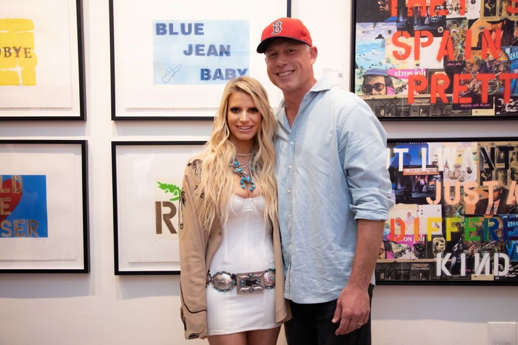 LOS ANGELES, CALIFORNIA - JUNE 17: Jessica Simpson and Eric Johnson attend the opening of Bernie Taupin's art exhibit "Reflections" at Choice Contemporary on June 17, 2023 in Los Angeles, California. (Photo by Ella Hovsepian/Getty Images)