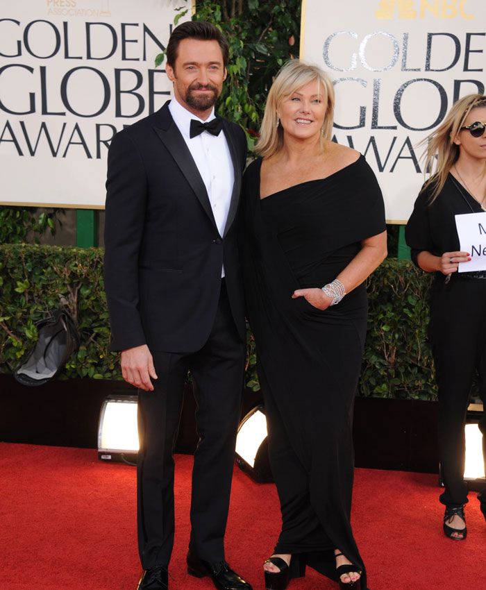 Hugh Jackman y Deborra Lee-Furness en los Globo de Oro 2013