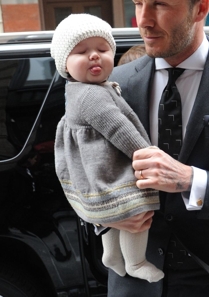 David Beckham y su hija Harper en Nueva York en febrero de 2012