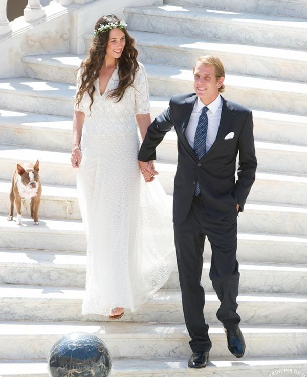 Andrea Casiraghi y Tatiana Santo Domingo en su boda civil en agosto de 2013