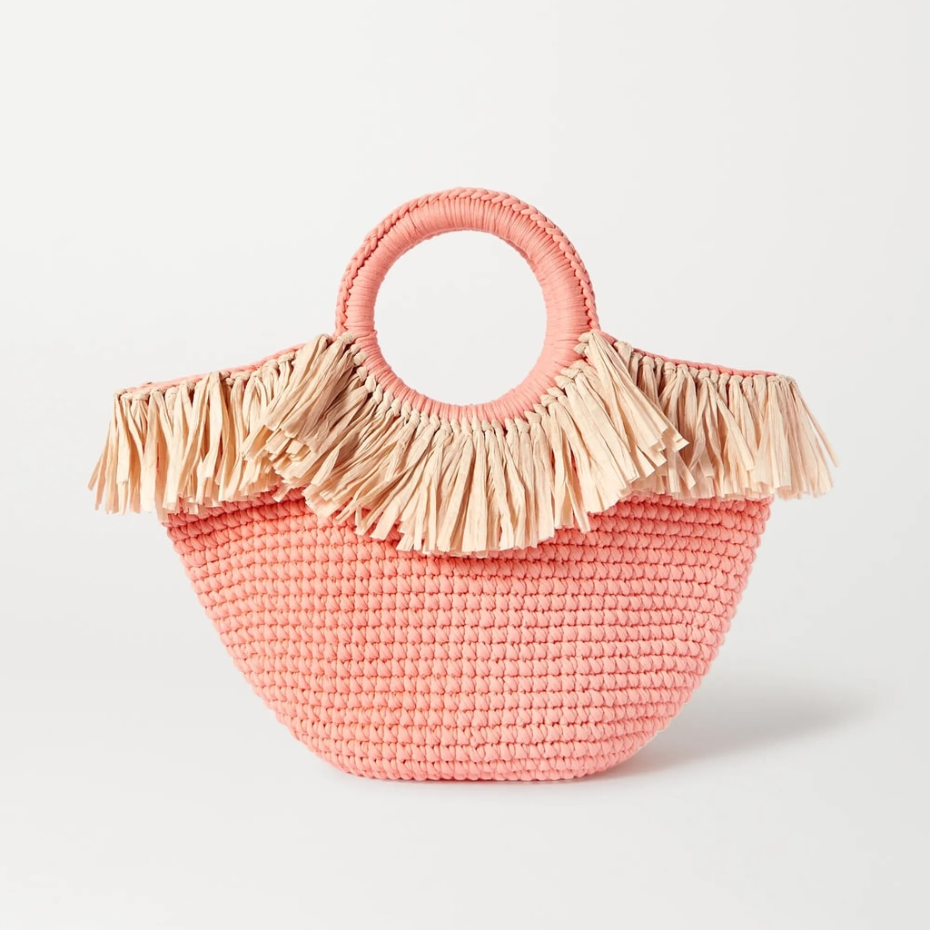 12 bolsos de rafia sun mini raffia trimmed crocheted cotton tote de mizele